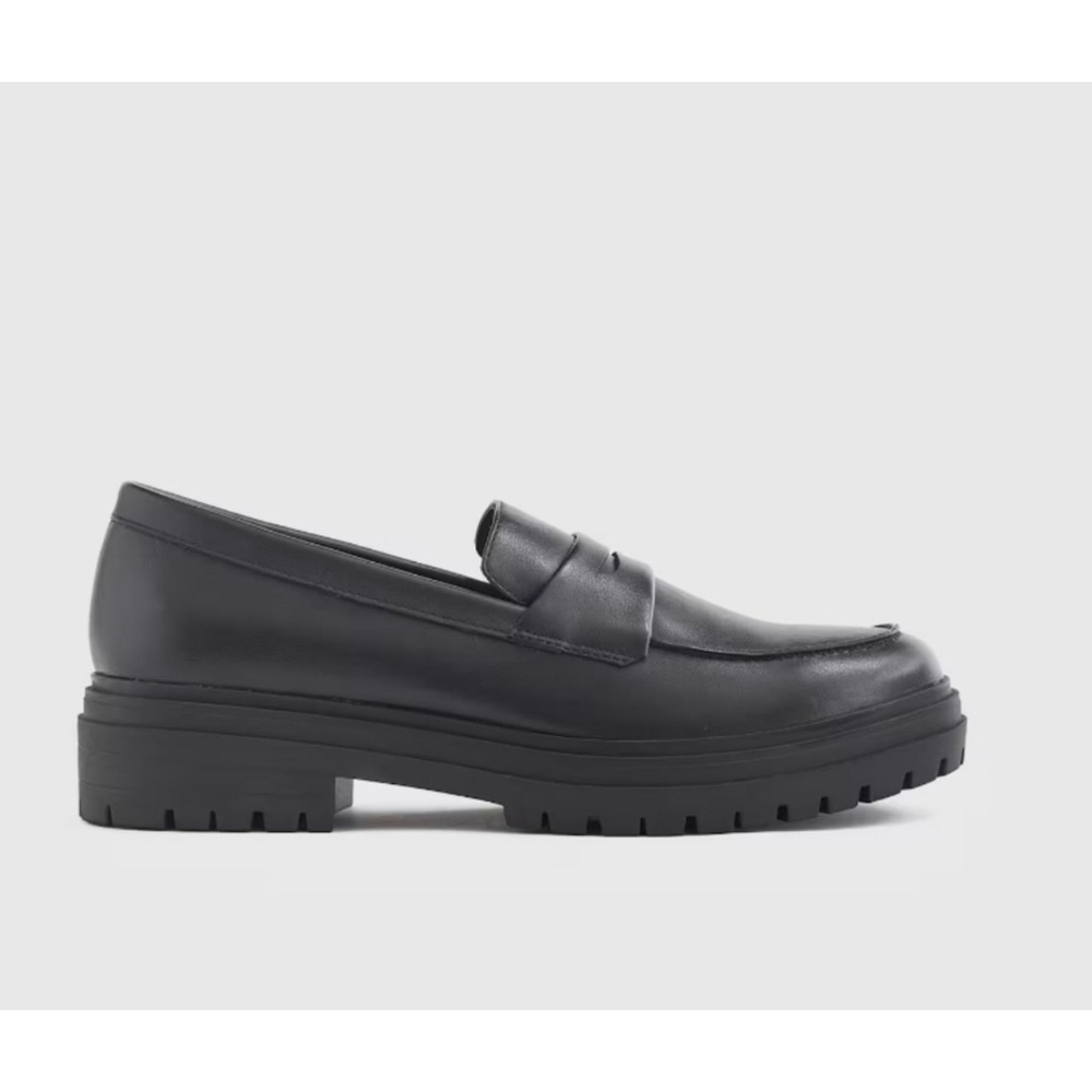 Quince Italian Leather Lug Sole Loafers 7.5 Black Slip On Platform Work Travel - Picture 8 of 10